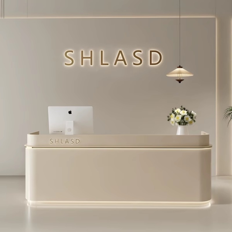 Office Furniture Center - French Cream Style Reception Desk Simple