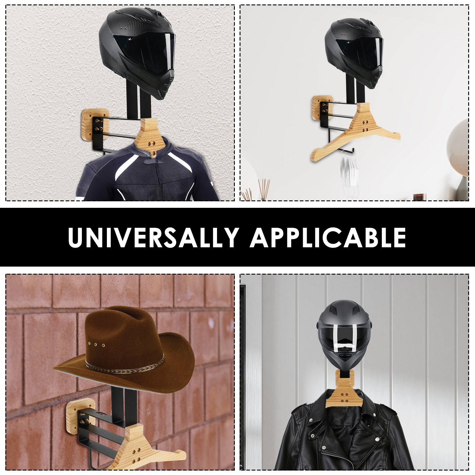 Motorcycle Helmet Rack Wooden  - Wall Organizer Pocket ulasan dan harga
