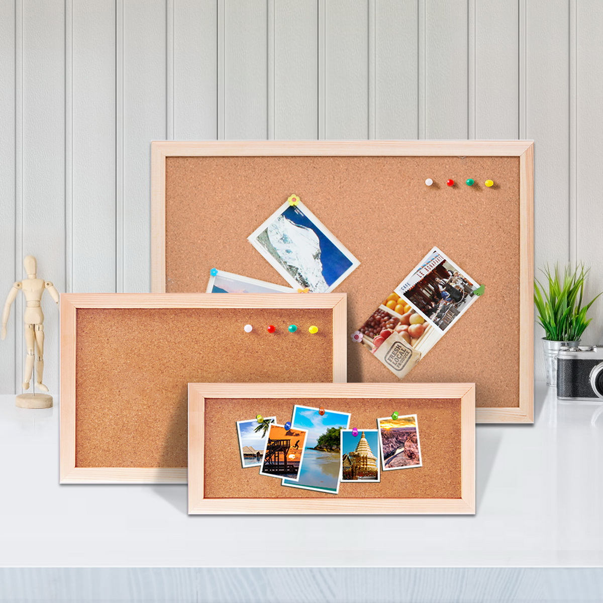 Vintage Pine Wood Frame Cork B - Bulletin Board Cork ulasan dan harga