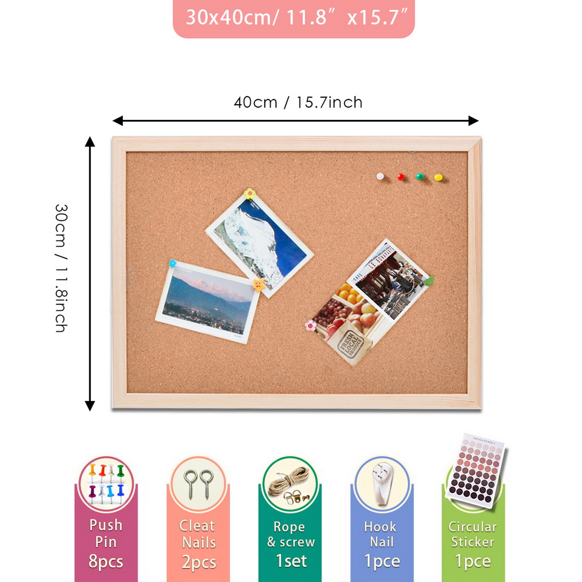 Vintage Pine Wood Frame Cork B - Bulletin Board Cork ulasan dan harga