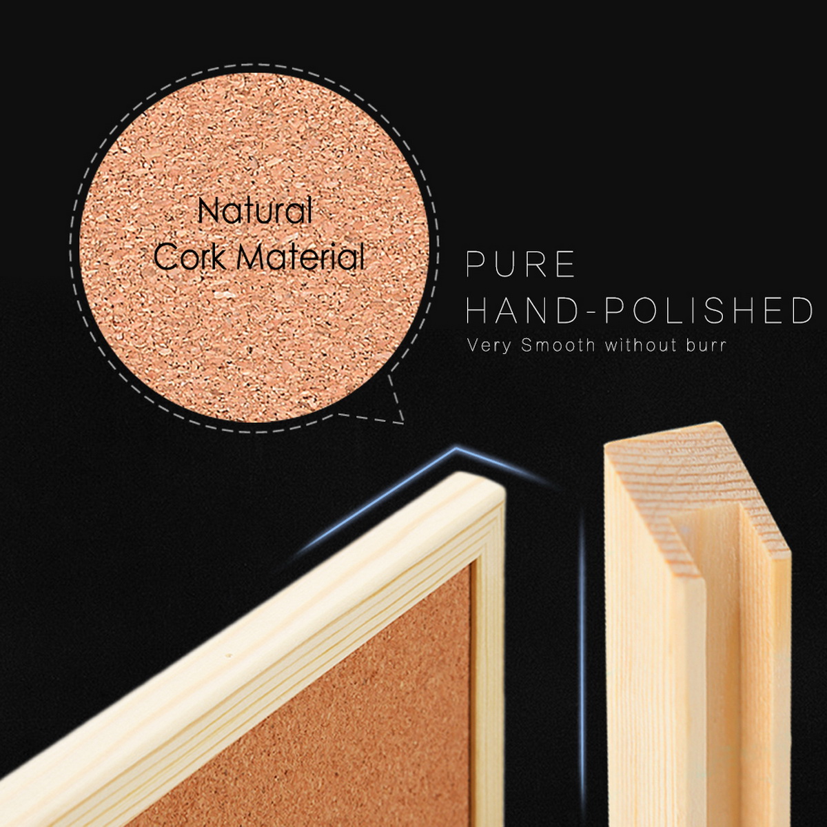 Vintage Pine Wood Frame Cork B - Bulletin Board Cork ulasan dan harga