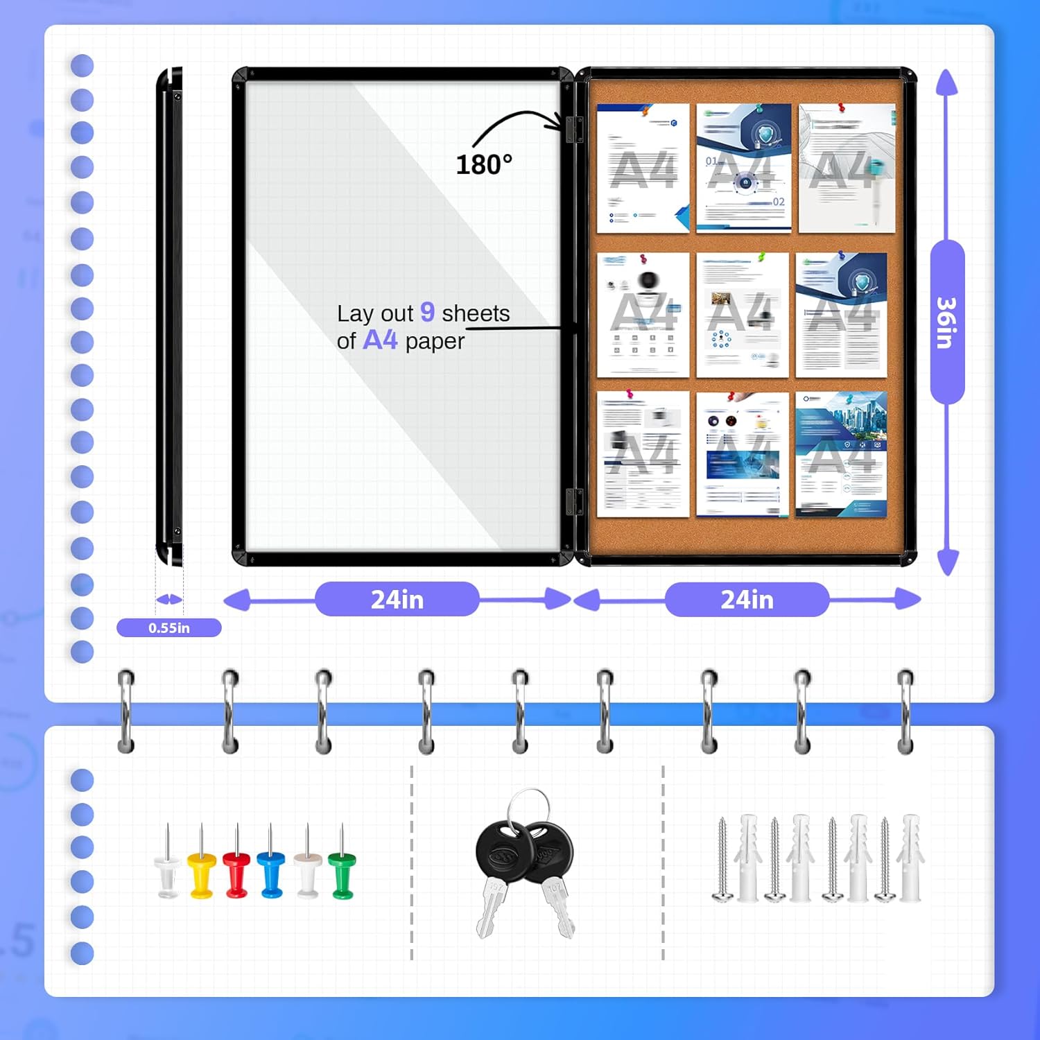 Enclosed Bulletin Board 36x24  - Bulletin Board Cork ulasan dan harga