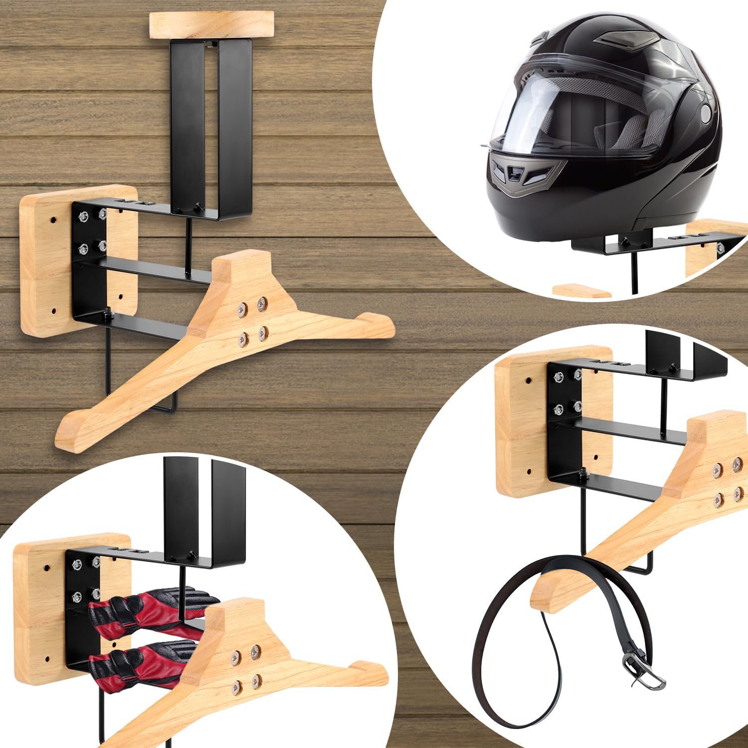 Wood Motorcycle Helmet Holder  - Wall Organizer Pocket ulasan dan harga