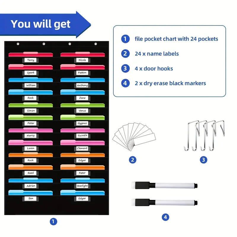 Black File Storage Pocket Char - Wall Organizer Pocket ulasan dan harga