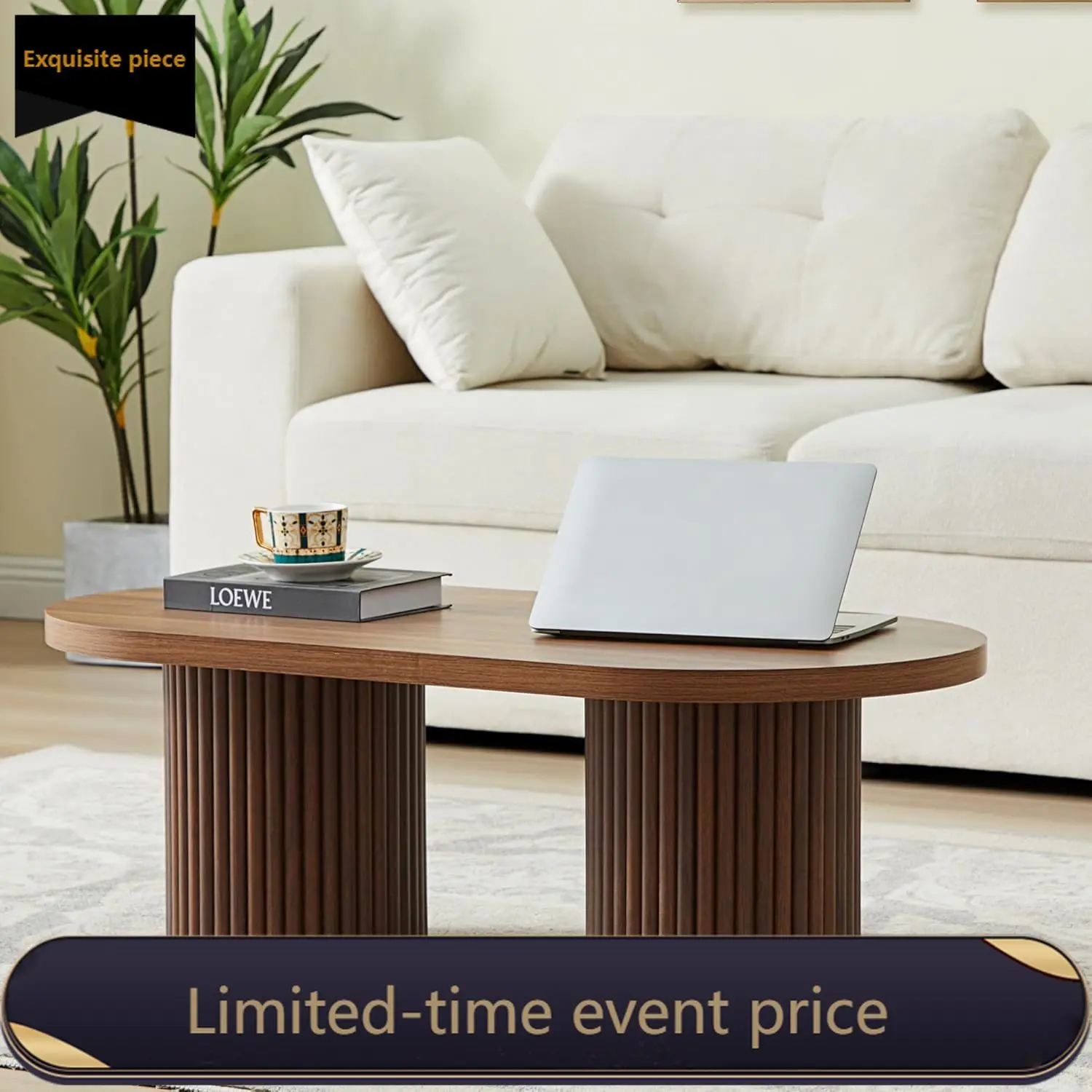 Oval Fluted Coffee Table Mid C - Office Furniture Center ulasan dan harga