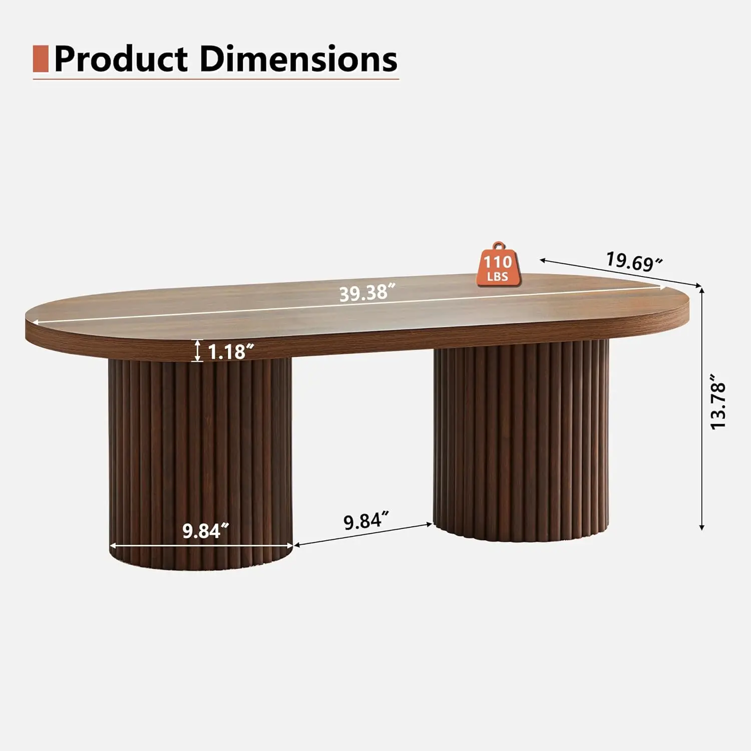 Oval Fluted Coffee Table Mid C - Office Furniture Center ulasan dan harga