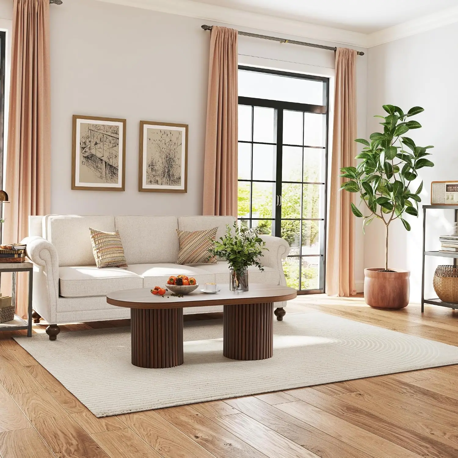 Oval Fluted Coffee Table Mid C - Office Furniture Center ulasan dan harga