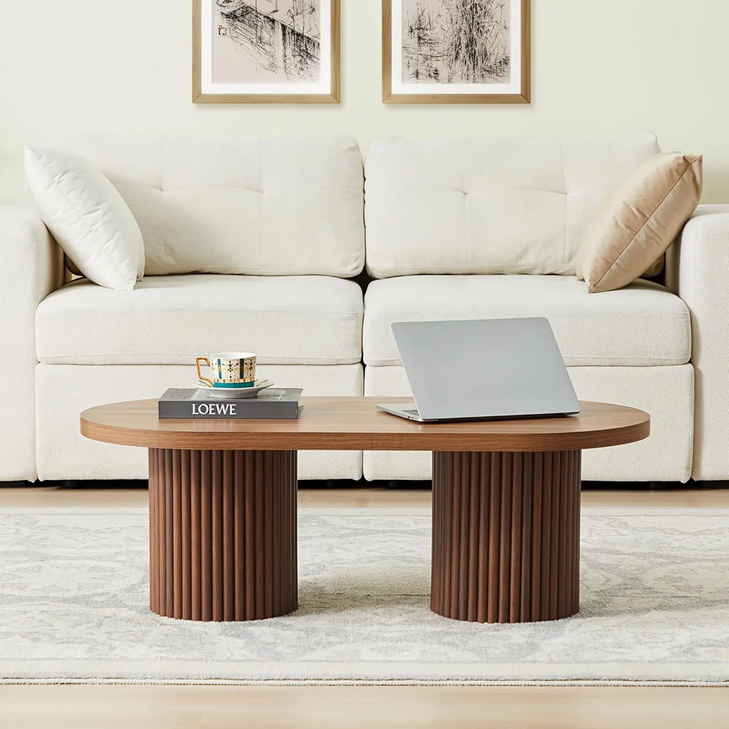 Oval Fluted Coffee Table Mid C - Office Furniture Center ulasan dan harga