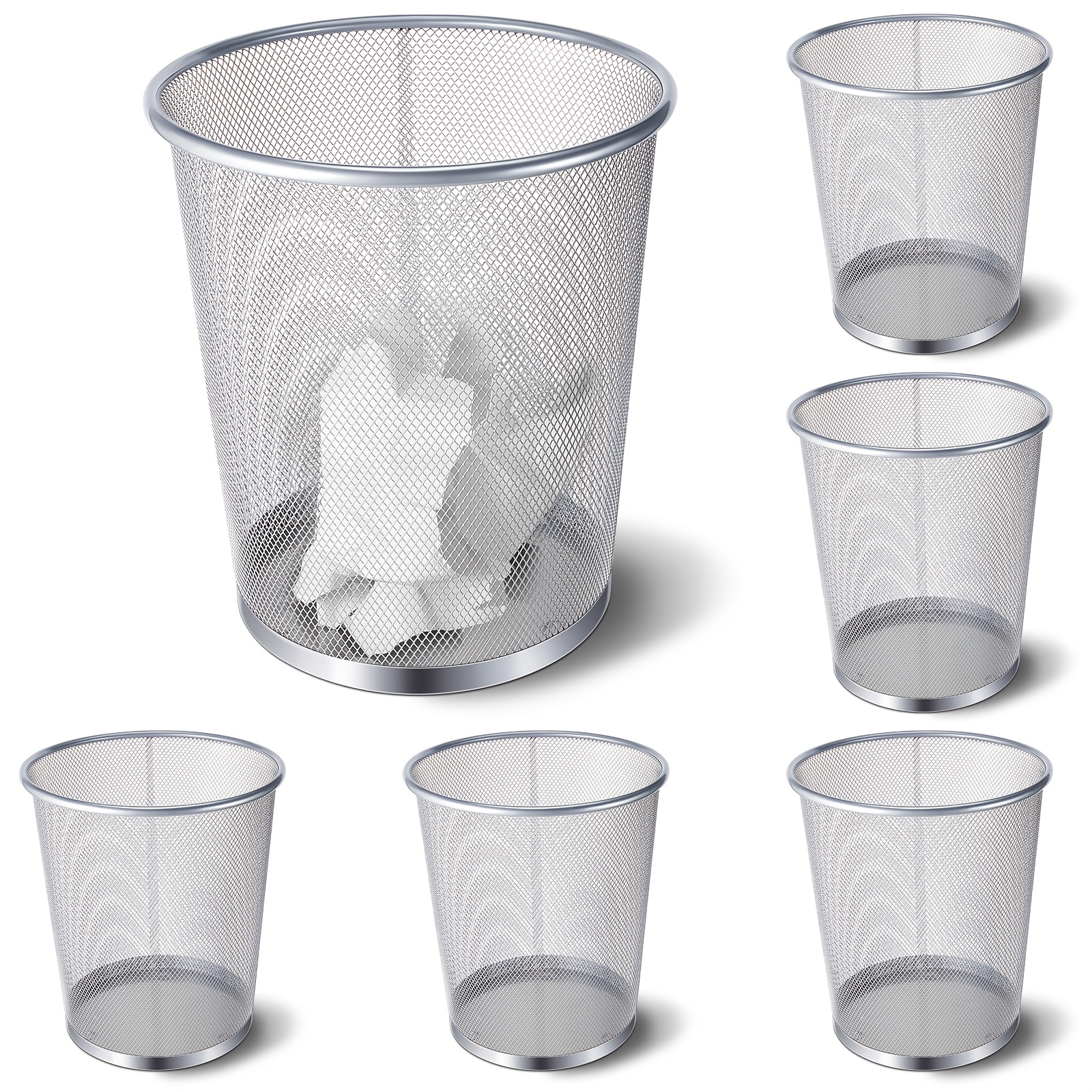 6 Pack Silvery Office Trash Ca - Paper Basket Mesh ulasan dan harga
