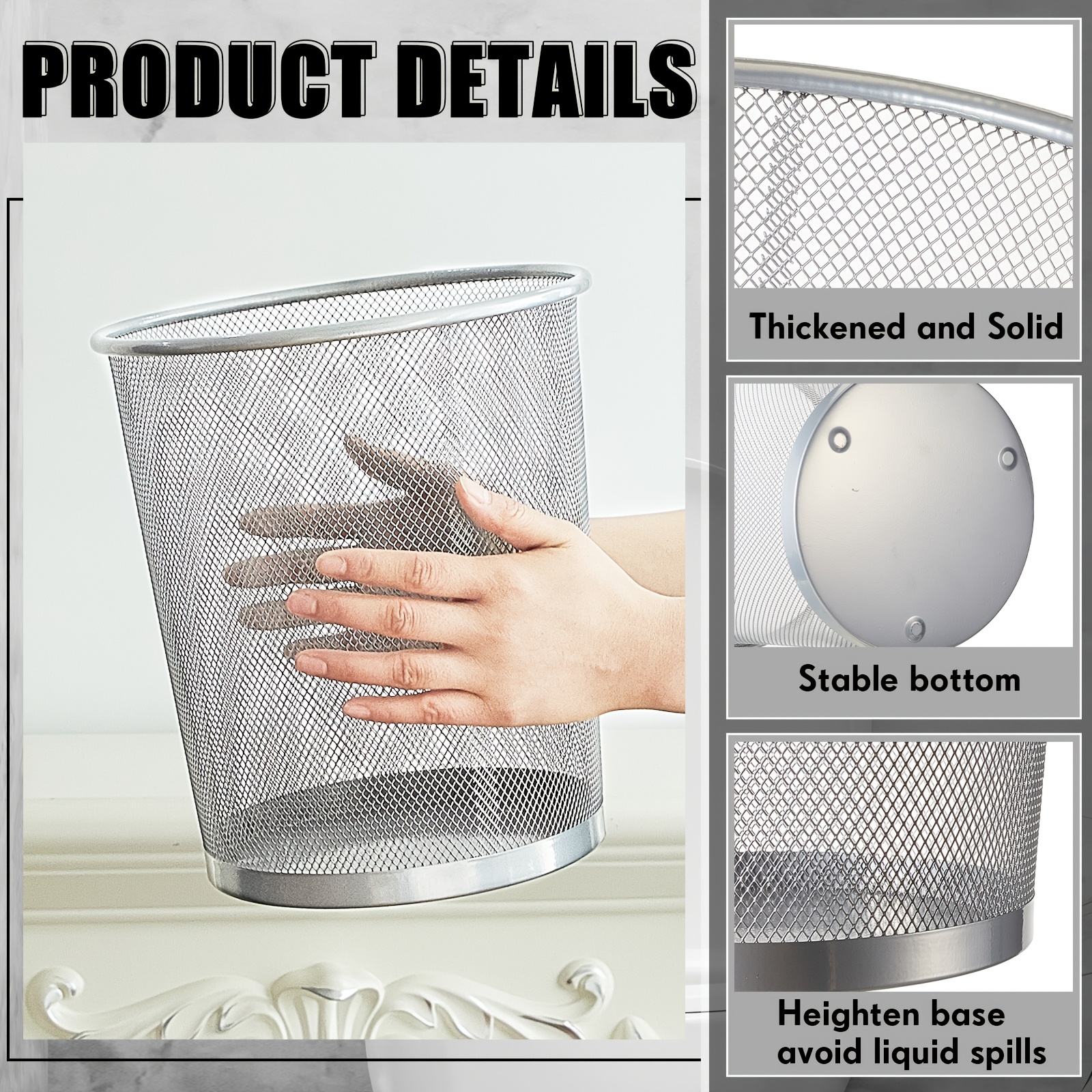 6 Pack Silvery Office Trash Ca - Paper Basket Mesh ulasan dan harga
