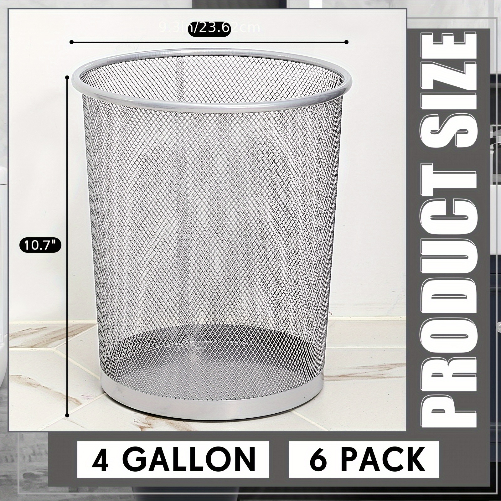 6 Pack Silvery Office Trash Ca - Paper Basket Mesh ulasan dan harga