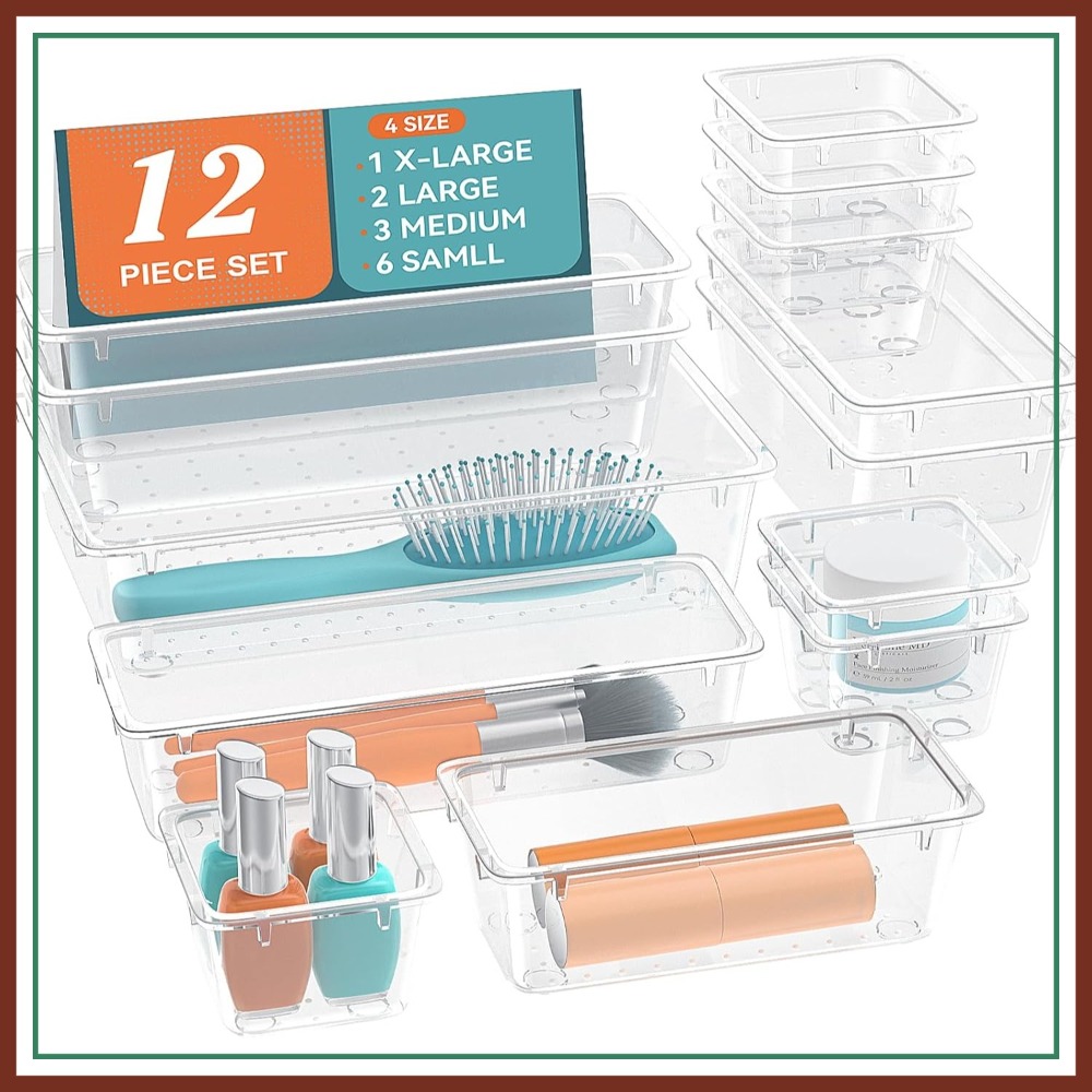 12 PCS Drawer Organizer Set, 4 - Drawer Organizer Tray ulasan dan harga
