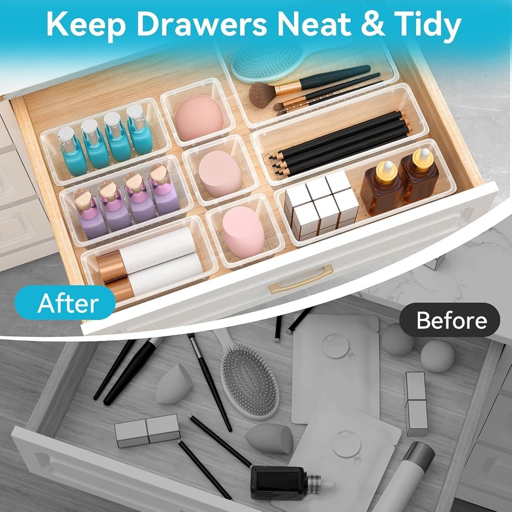 12 PCS Drawer Organizer Set, 4 - Drawer Organizer Tray ulasan dan harga