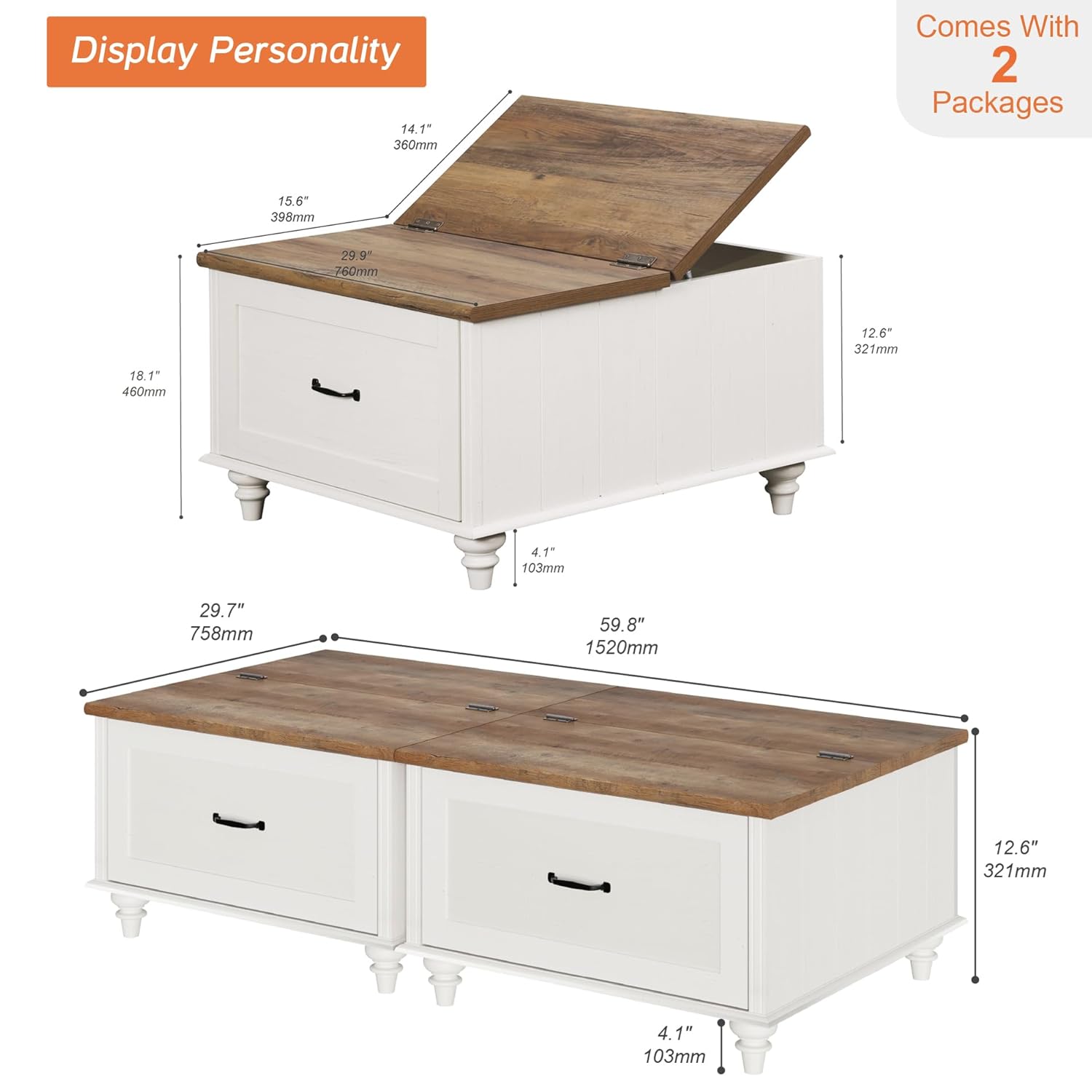 Set of 2 Farmhouse Square Coff - Office Furniture Center ulasan dan harga