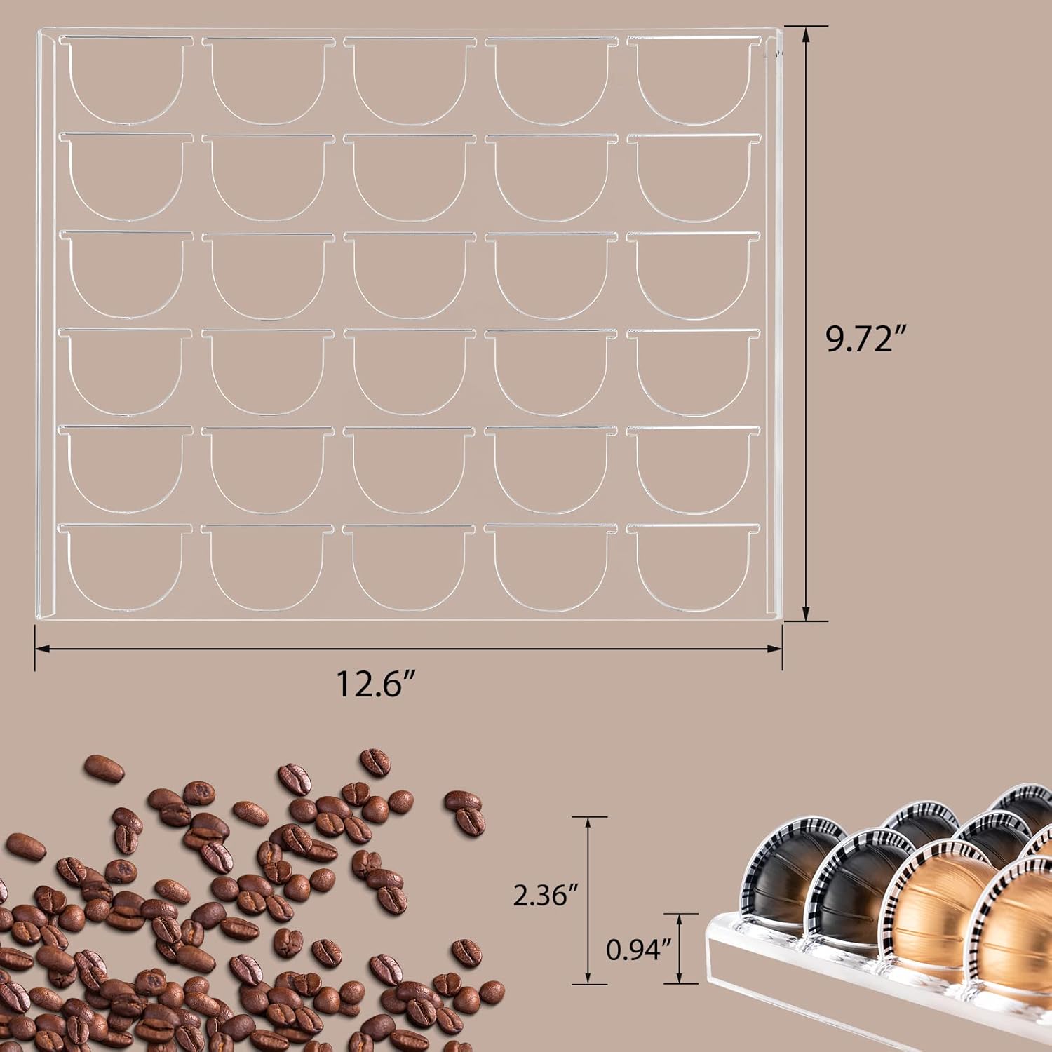 30-Slot Coffee Capsule Drawer  - Drawer Organizer Tray ulasan dan harga