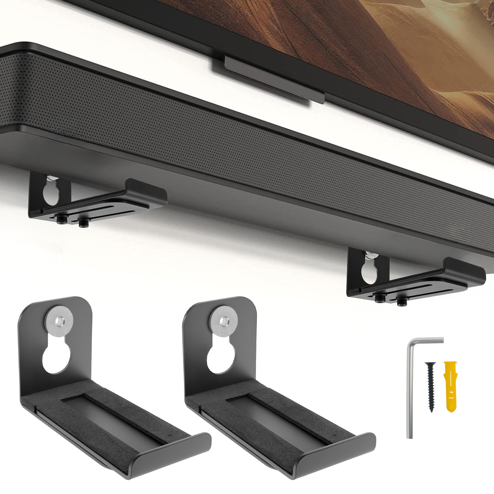 2Pcs Soundbar Speaker Stands W - Wall Organizer Pocket ulasan dan harga