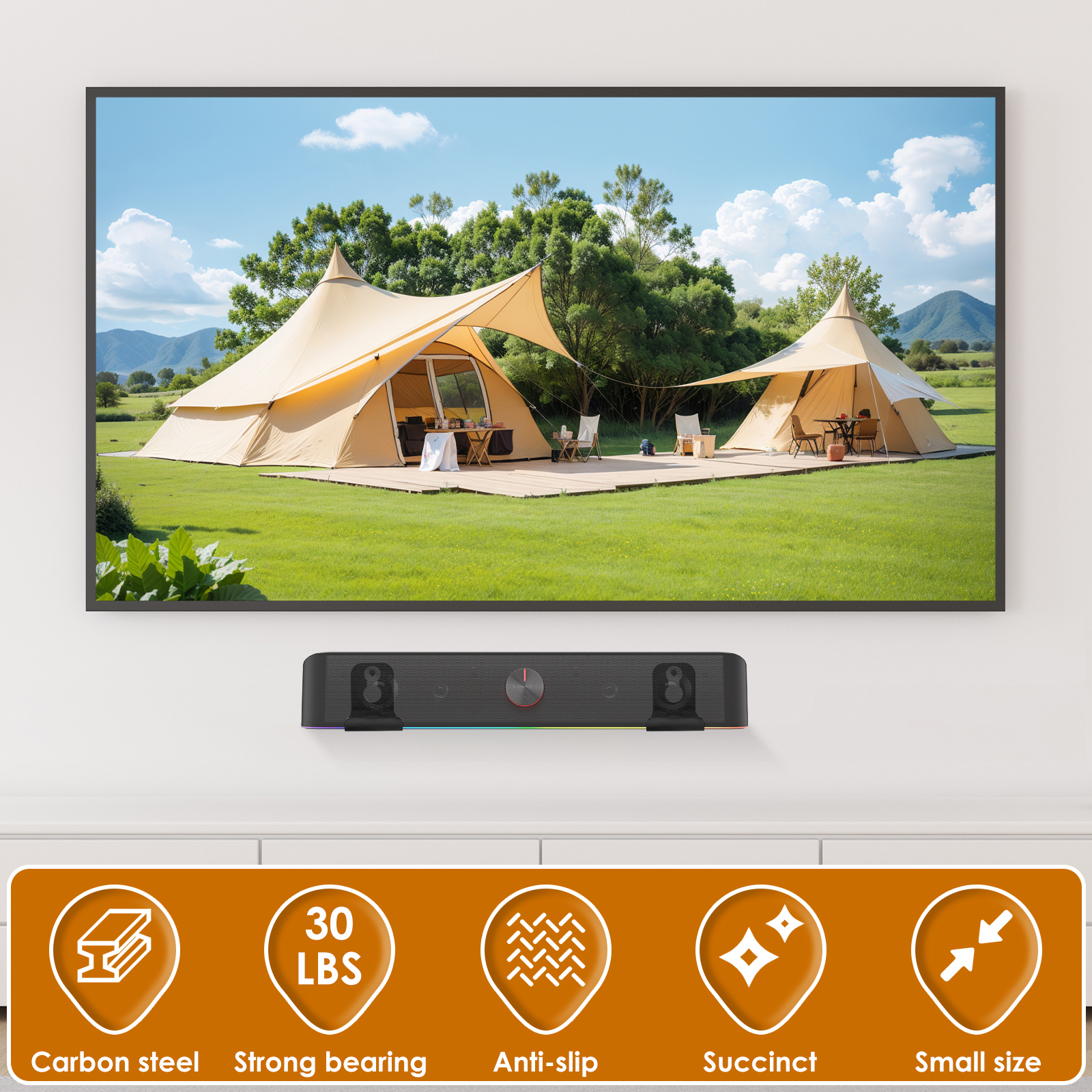 2Pcs Soundbar Speaker Stands W - Wall Organizer Pocket ulasan dan harga