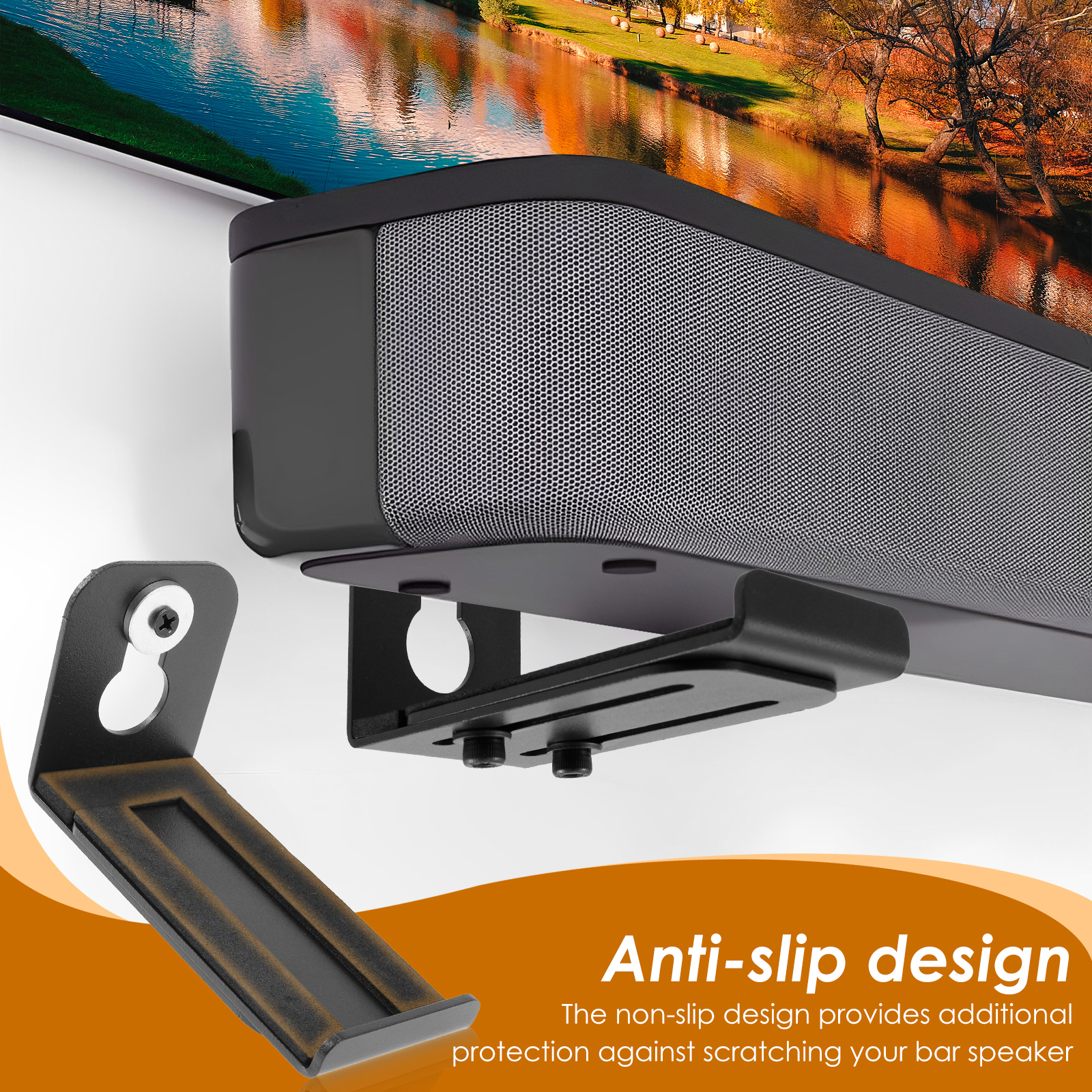 2Pcs Soundbar Speaker Stands W - Wall Organizer Pocket ulasan dan harga