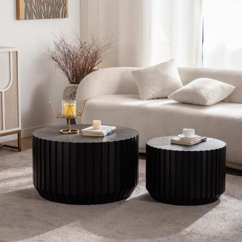 Black Ribbed Round Nesting Cof - Office Furniture Center ulasan dan harga
