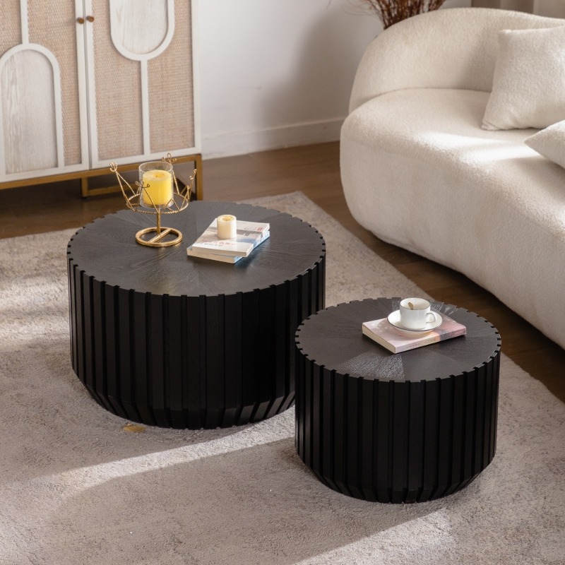 Black Ribbed Round Nesting Cof - Office Furniture Center ulasan dan harga