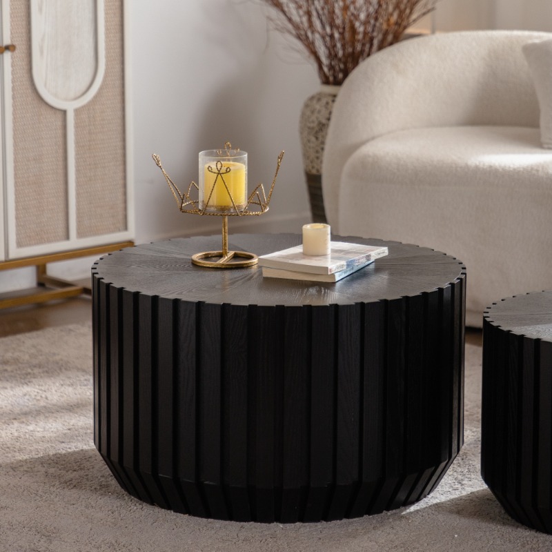 Black Ribbed Round Nesting Cof - Office Furniture Center ulasan dan harga