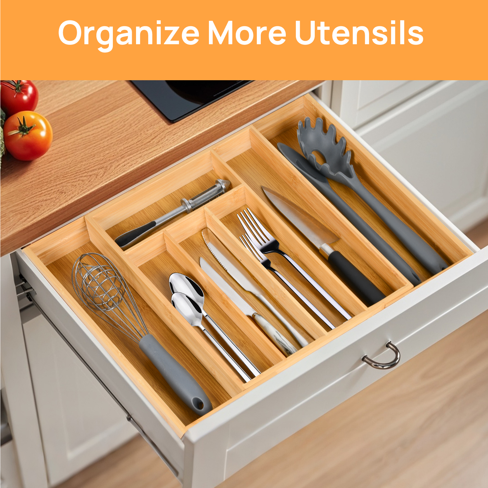 Bamboo Kitchen Drawer Organize - Drawer Organizer Tray ulasan dan harga