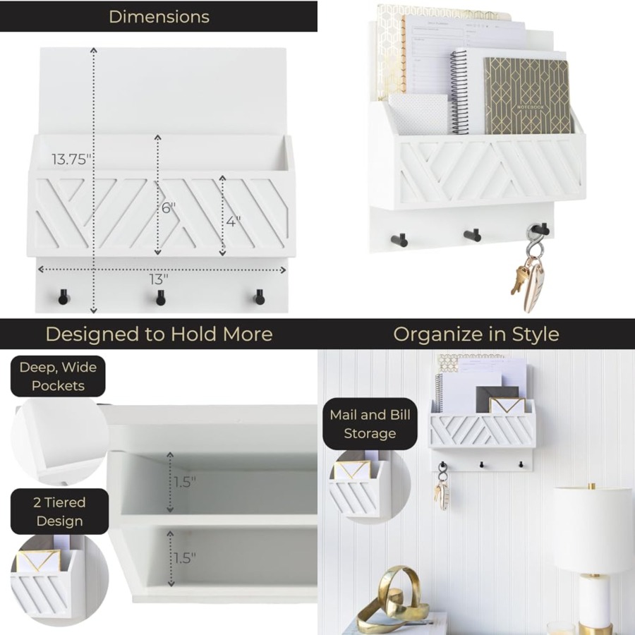 Wall Mount Key Holder with Mai - Wall Organizer Pocket ulasan dan harga