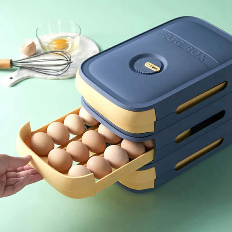 Egg Storage Container Refriger - Drawer Organizer Tray ulasan dan harga