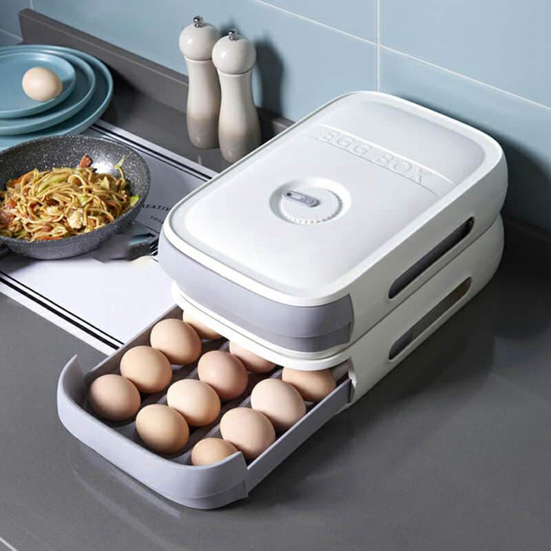 Egg Storage Container Refriger - Drawer Organizer Tray ulasan dan harga